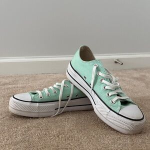 CONVERSE Mint Green Low-Top Platform Sneakers